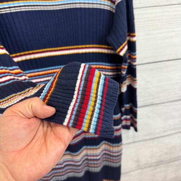 Torrid Plus Size Navy Striped Long Sleeve Crew Column Sweater Dress Size 3X - Picture 7 of 8